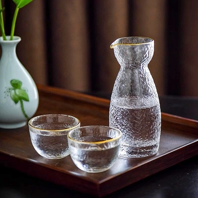 轻奢锤纹玻璃清酒壶酒具