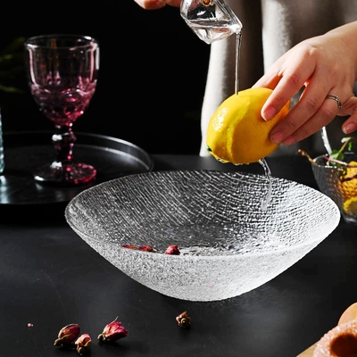 美好玻璃手工玻璃北欧斗笠果盘