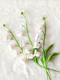 手工钩织铃兰花束成品毛线材质情人节礼物插花瓶高大上仿真花