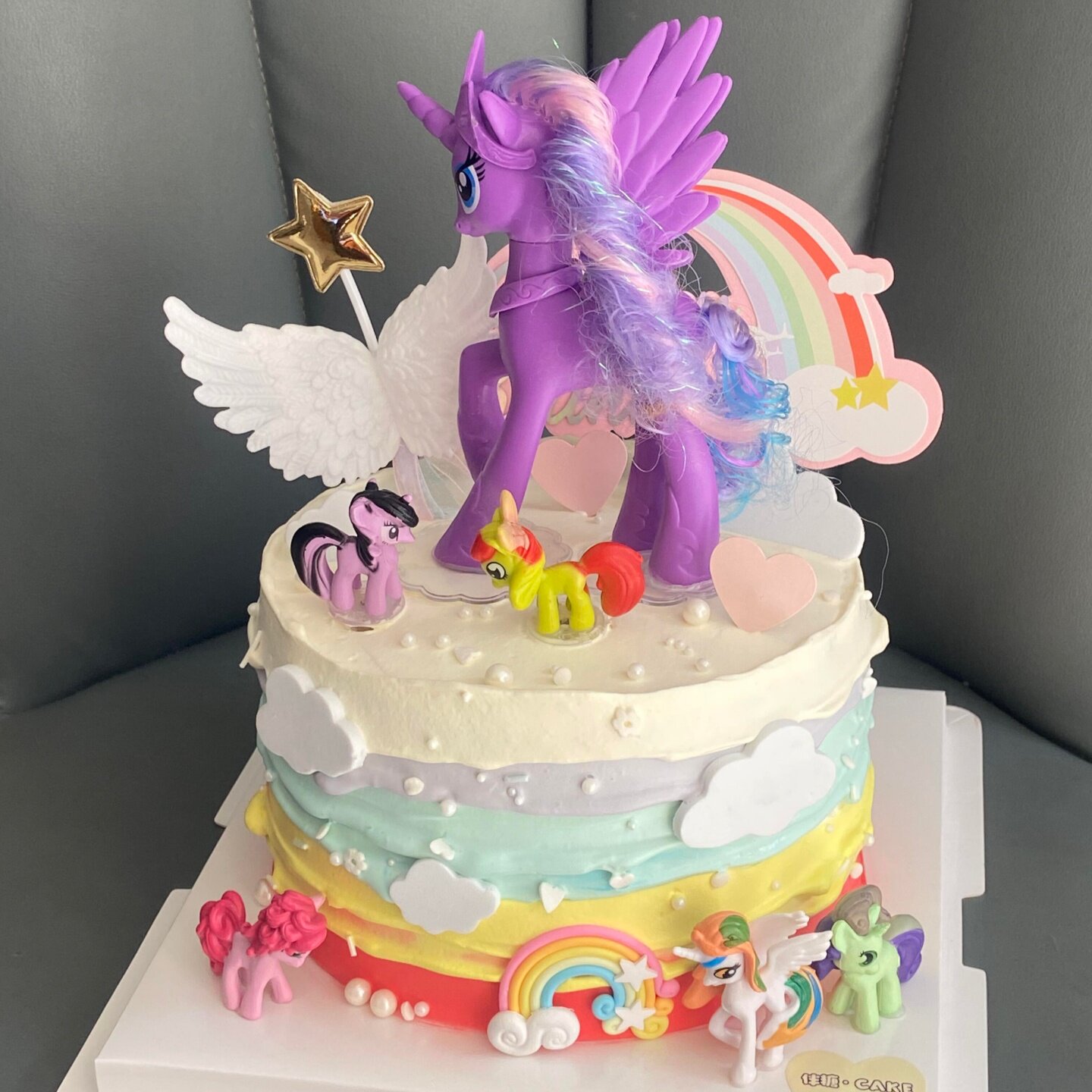 网红卡通小马宝莉蛋糕装饰摆件彩虹独角兽女孩生日烘焙装扮插件