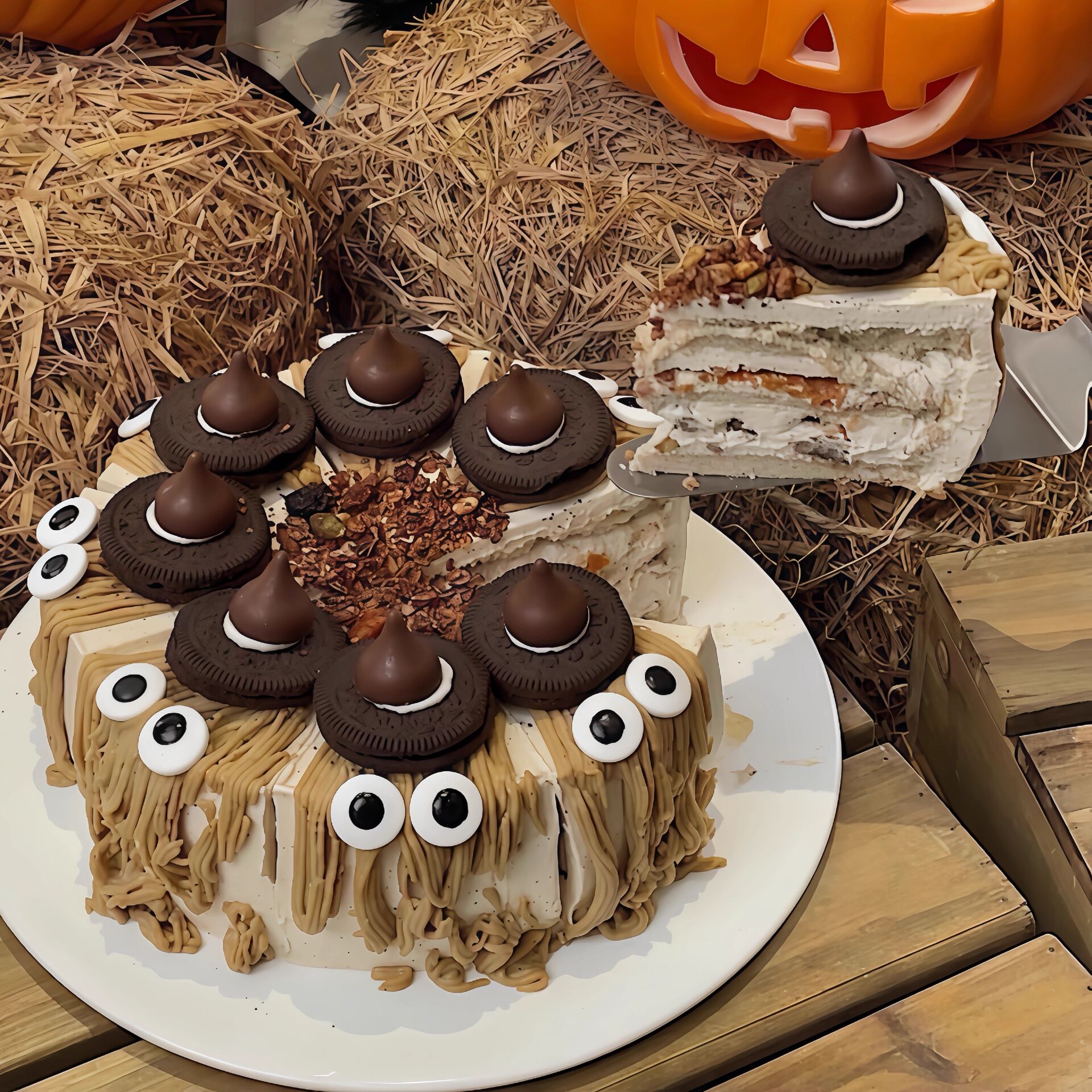 2025万圣节蛋糕装饰水滴巧克力摆件女巫造型饼干眼睛糖甜品点缀