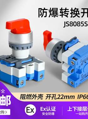 JS8085S防爆防尘防腐万能转换开关二档三档银点开闭两开孔22mm