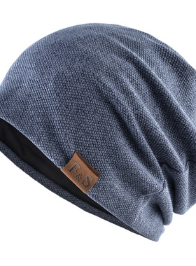 春秋套头帽休闲宽松针织帽子FS皮标帽冬季加绒男女户外包头帽