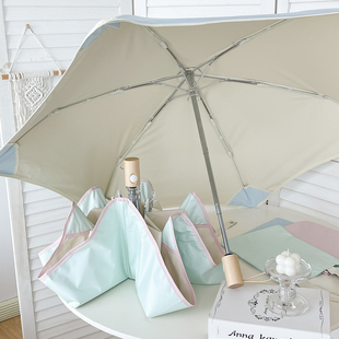 自动晴雨两用圆角太阳伞女日系木柄便携学生防晒防紫外线加大遮阳