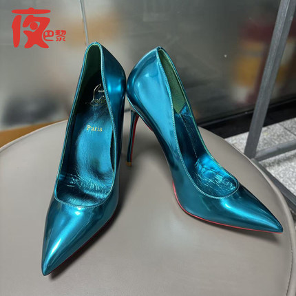 [新品]镜面墨绿色高跟鞋so kate 12香槟红底细跟浅口尖头鞋女御姐