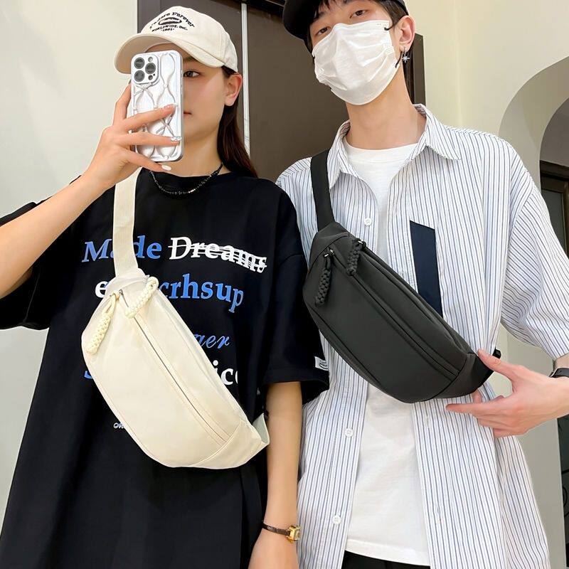 学生百搭胸前包ins休闲简约男女斜挎包轻便便捷时尚包情侣包腰包