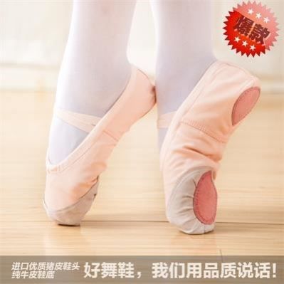舞蹈鞋儿童女软底练功猫爪男女童专业肉粉色跳舞鞋形体中国芭蕾舞