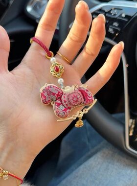 2026马上有钱钥匙扣宋锦小马年新款钥匙挂饰创意钥匙挂男女款挂