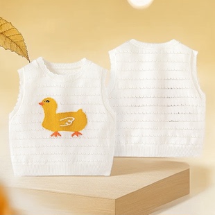 婴儿马甲薄款冰丝衣服夏新女宝针织冰爽A类背心儿童坎肩透气马褂