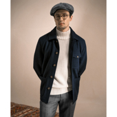 进口针织羊毛宽松保暖外套翻领工装 秋冬DU家法式 复古工装 夹克男