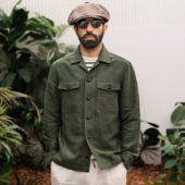 复古军事风100%亚麻洗水OG 107衬衫 式 艾比路春夏经典 工装 夹克男