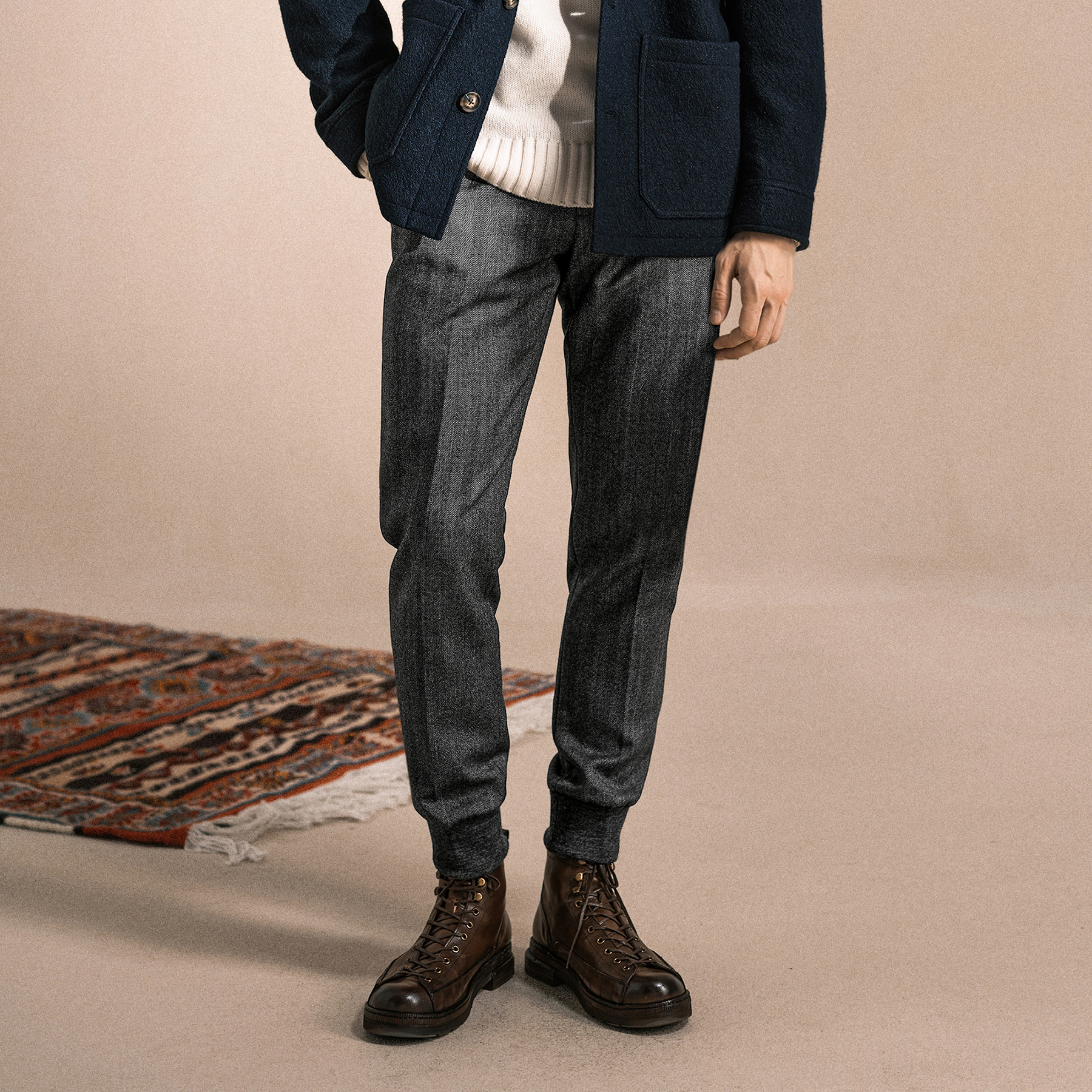 九分裤罗纹脚口英式复古