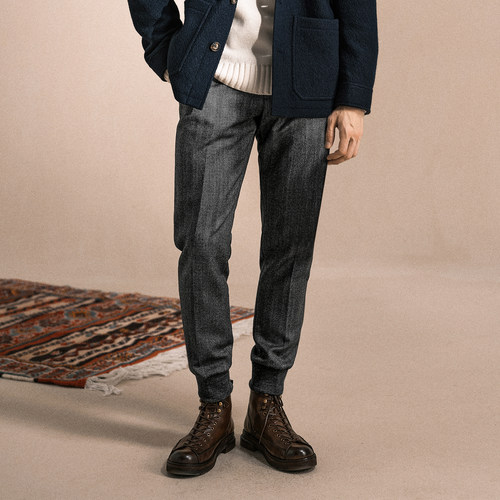 九分裤罗纹脚口英式复古