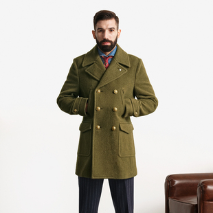 COAT复古740双排金扣毛呢派克大衣 S进口羊毛PEA VINTAGE