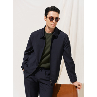 意式老钱风抗皱羊毛拉链夹克