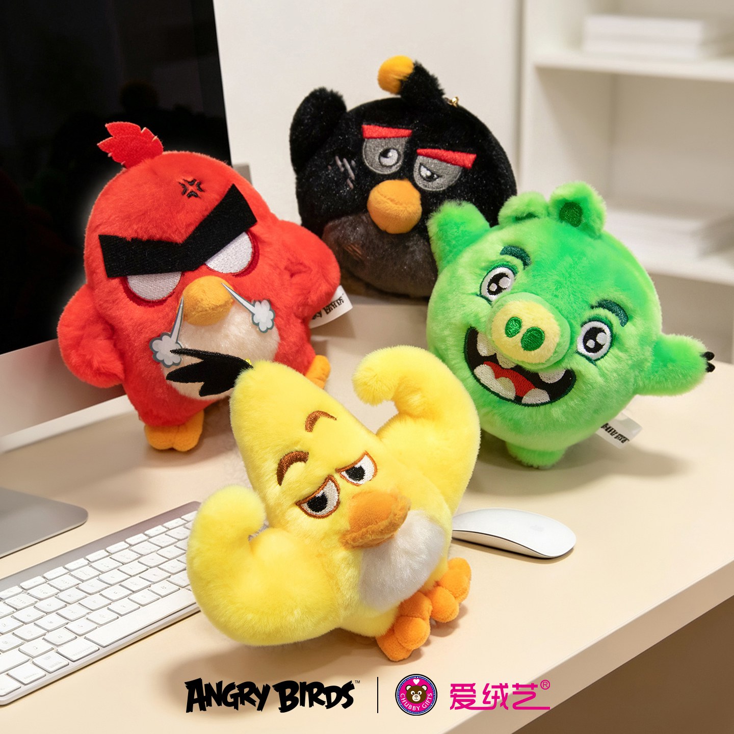 愤怒的小鸟玩偶毛绒玩具正版小红鸟绿猪公仔娃娃摆件书包挂件装饰