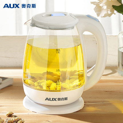 奥克斯玻璃电热烧水壶透明耐热防爆煮茶器煲水家用全自动断电1.8l