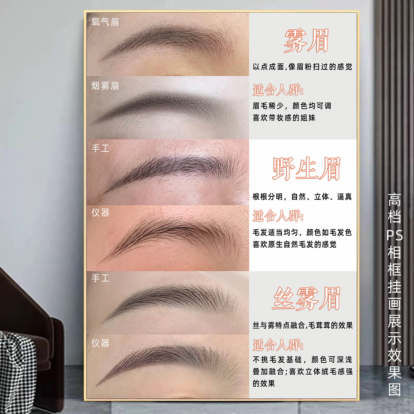 纹眉海报半永久展示板眉眼唇挂画