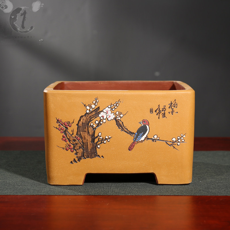 紫砂花盆透气四方兰花绿植盆室内带托盘君子兰陶瓷大号方口老桩盆,鲜花速递/花卉仿真/绿植园艺,花盆,淘宝优惠券,粉丝福利购,淘宝优惠卷