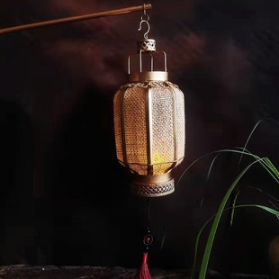 手提金色仿古麻布灯笼古装汉服拍摄道具中国风舞蹈表演装饰小宫灯