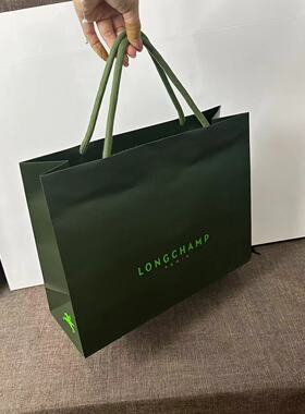 LC龙骧LONGCHAMP长冠长靴套装礼品袋包装纸袋子军绿色服装袋现货