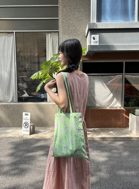 asm studio“南法假日”春夏碎花单肩斜挎纯棉帆布包女士度假包包