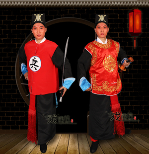 戏曲表演服装衙役坎肩轿夫背心戏曲兵勇坎小兵坎肩士兵马甲捕快服