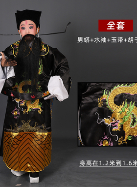 戏曲戏剧服装儿 童男蟒黑色包公服装包青天演出服装学生小孩表演