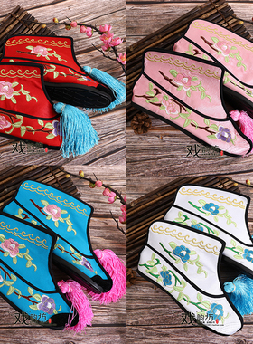 戏剧戏曲女鞋用品 打鞋京剧越剧女平底彩快鞋 武旦靴战靴 女打鞋