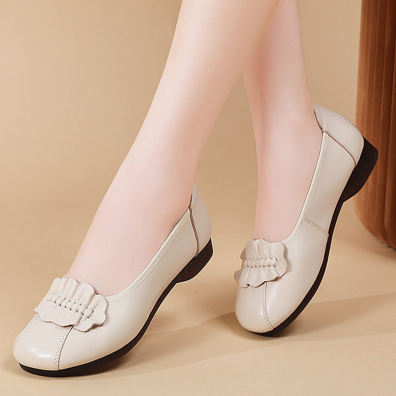 跨境妈妈鞋低跟不累脚上班通勤皮鞋女浅口真皮女鞋平底休闲鞋气质,运动鞋new,运动休闲鞋,淘宝优惠券,粉丝福利购,淘宝优惠卷