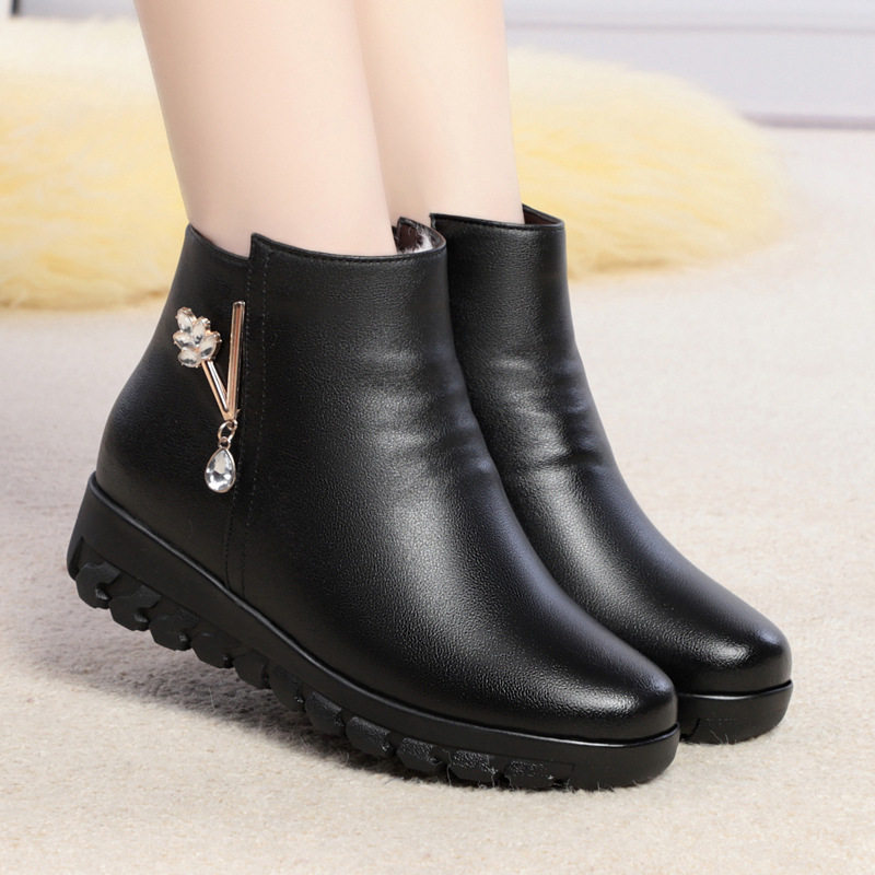 平底妈妈鞋棉鞋女式冬加绒保暖软皮羊毛皮鞋女短靴中年女靴子,运动鞋new,运动休闲鞋,淘宝优惠券,粉丝福利购,淘宝优惠卷