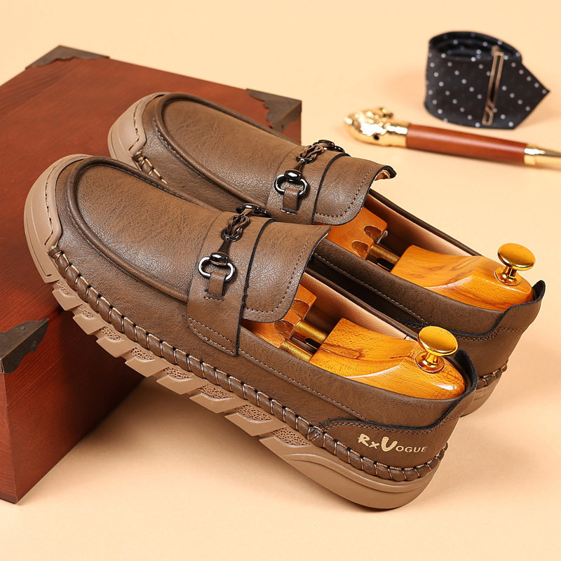 男鞋2025秋季商务休闲乐福鞋男豆豆鞋男士软底一脚蹬皮鞋男款