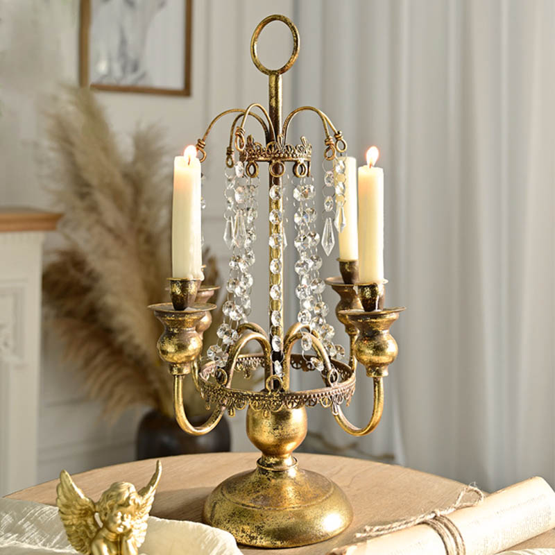 复古轻奢风铁艺烛台婚礼氛围装饰