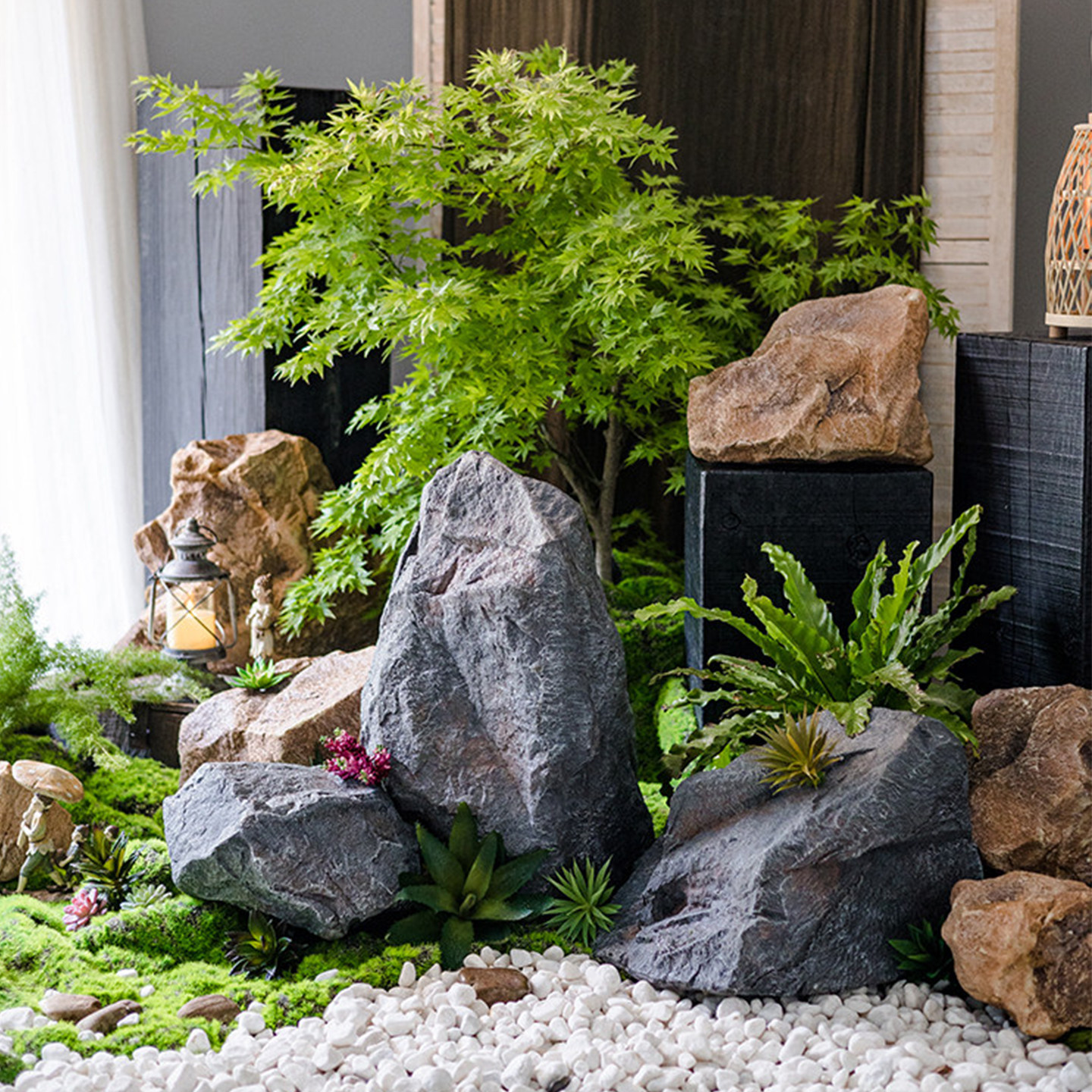 仿真石头造景室内绿植景观石道具图片