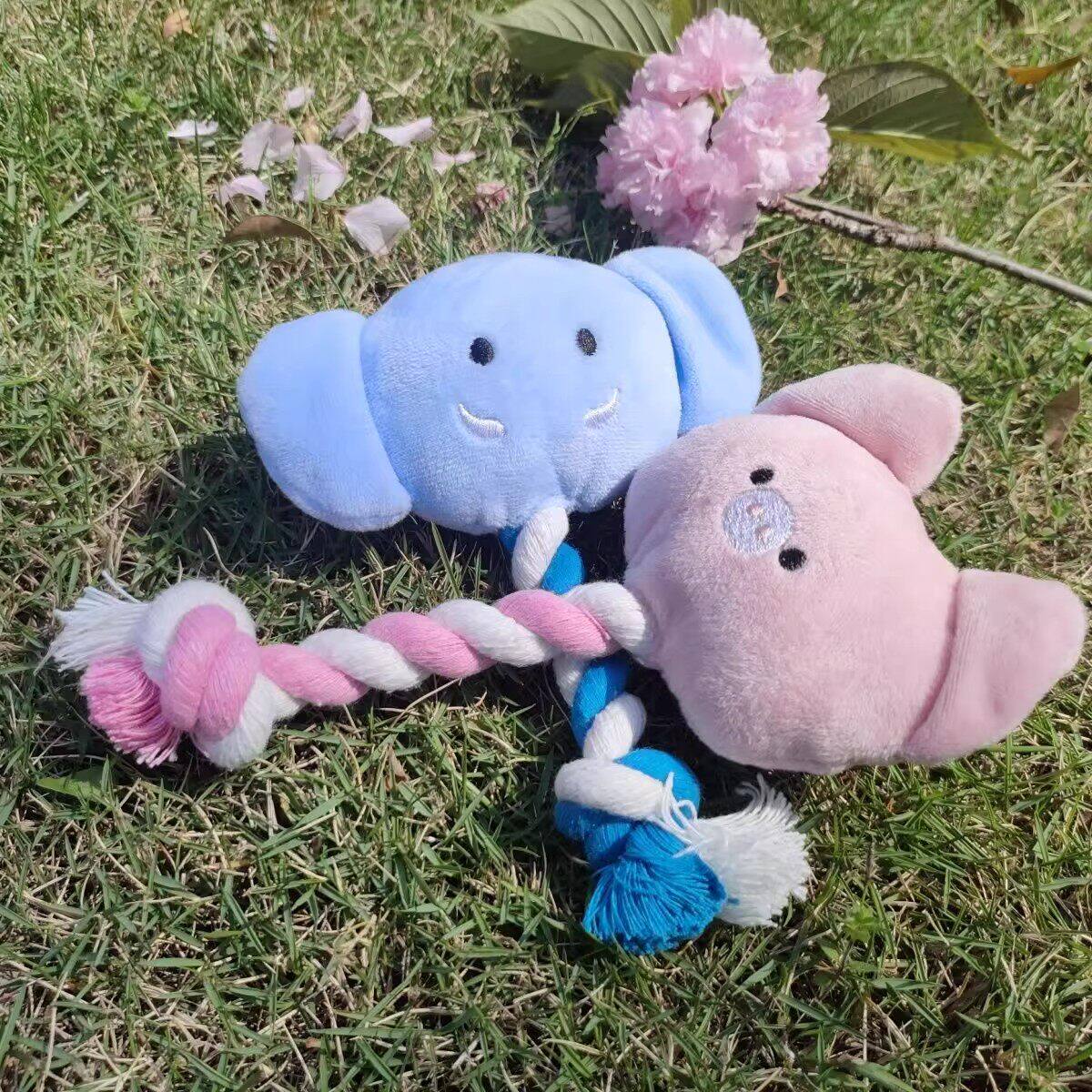 狗狗发声玩具绳子款大象小猪哔哔叫玩具猫咪磨牙爪解压陪伴自嗨