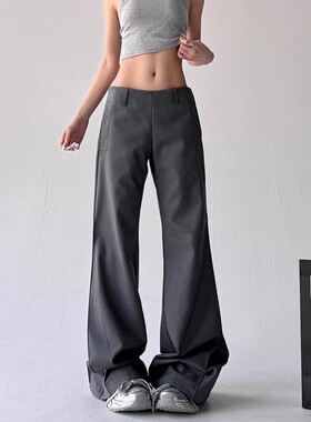 MDCW STUDIO灰色西装喇叭裤女2025秋季新款休闲百搭辣妹阔腿裤子