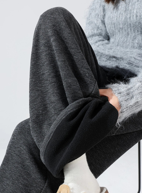 MDCW STUDIO灰色加厚糯米裤女2025秋冬新款加绒垂感阔腿休闲卫裤