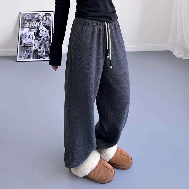MDCWSTUDIO羊羔绒裤女2025冬季