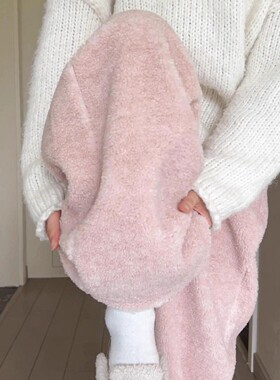 MDCW STUDIO粉色羊羔绒运动裤女2025秋冬新款毛巾裤加绒休闲卫裤