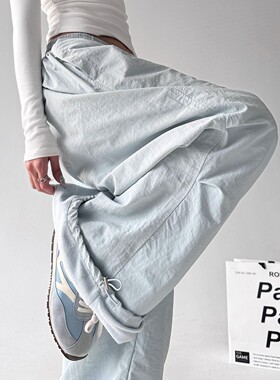 MDCW STUDIO美式爆款蓝色阔腿裤女2025冬新款宽松显瘦滑雪休闲裤