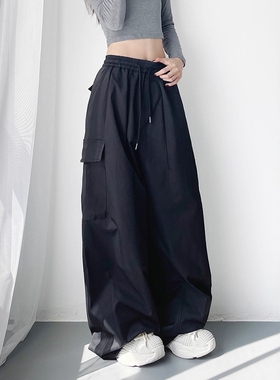 MDCW STUDIO显瘦工装阔腿裤女2025秋新款宽松梨型身材大码运动裤