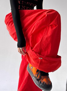 MDCW STUDIO亮色漂亮加绒工装裤女2025冬新款高腰显瘦宽松阔腿裤