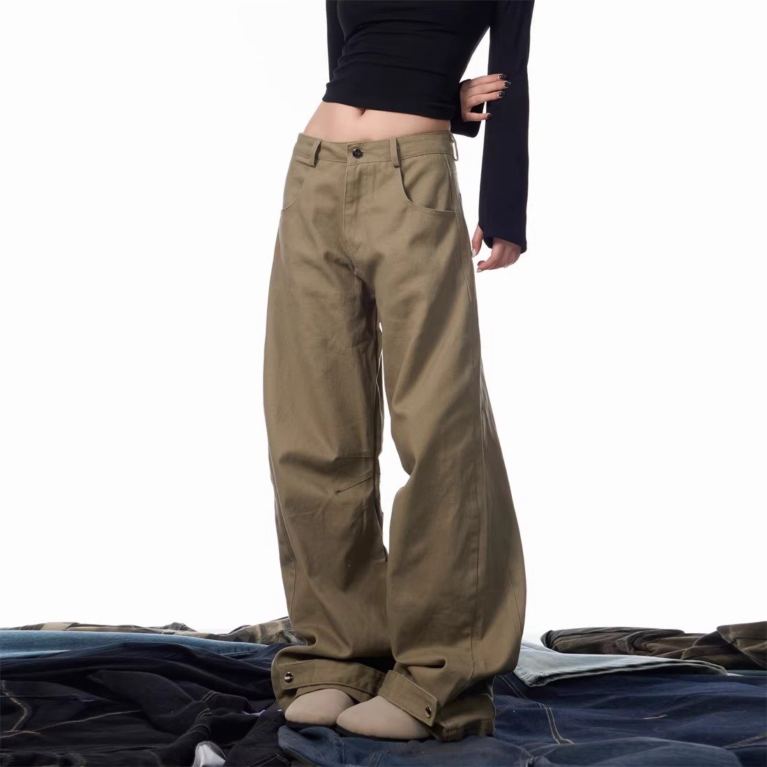 MDCW STUDIO2026春秋新款美式复古宽松直筒休闲女简约情侣阔腿裤,女装/女士精品,休闲裤,淘宝优惠券,粉丝福利购,淘宝优惠卷