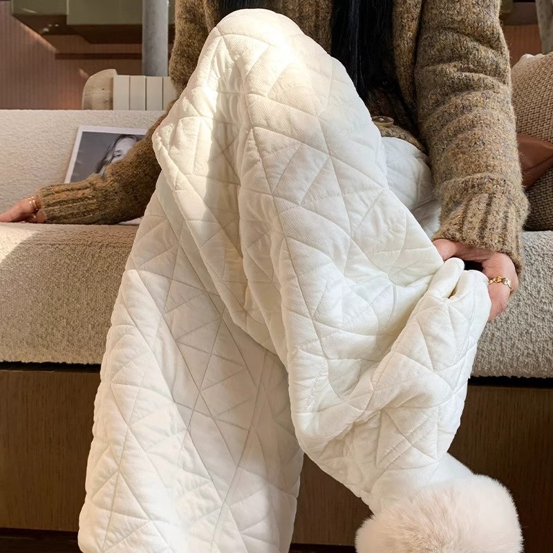 MDCWSTUDIO白色夹棉阔腿裤加厚