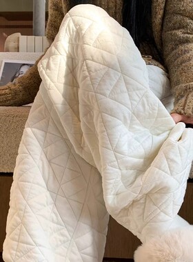 MDCW STUDIO白色夹棉阔腿裤女2025冬季新款高腰宽松加绒裤子棉裤