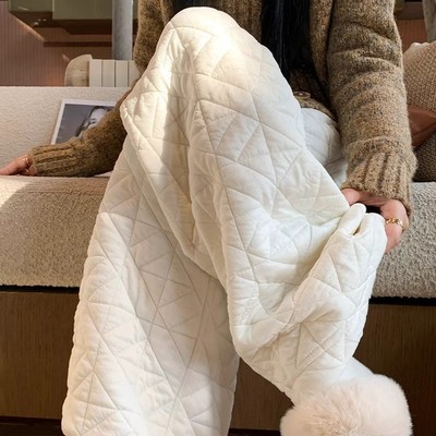 MDCWSTUDIO白色夹棉阔腿裤加厚