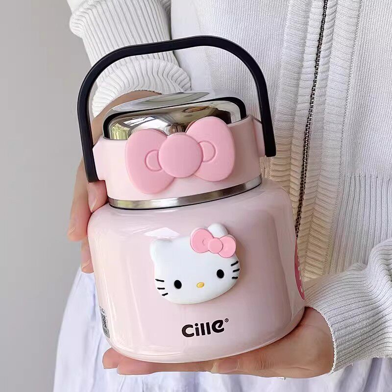 英国DHWA新款高颜值hellokitty焖烧杯银耳羹316保温壶饭盒女上班
