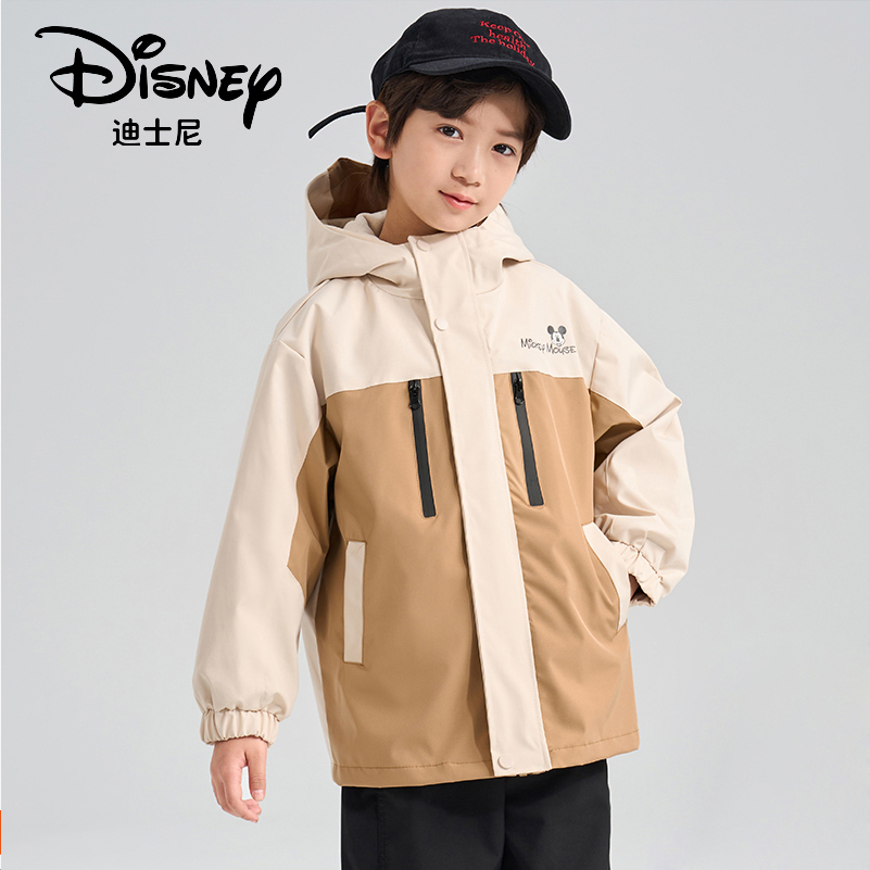 Disney/迪士尼儿童冲锋衣外套春秋装新款防风衣摇粒绒三合一201