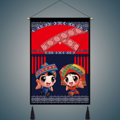 壮乡文化特色民俗人物壮锦壁挂 饰画 广西壮族风情挂画 民宿酒楼装