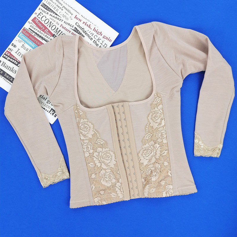 美容院塑身衣腰背夹女长袖瘦胳膊手臂收腹束腰上衣矫正驼背美体衣